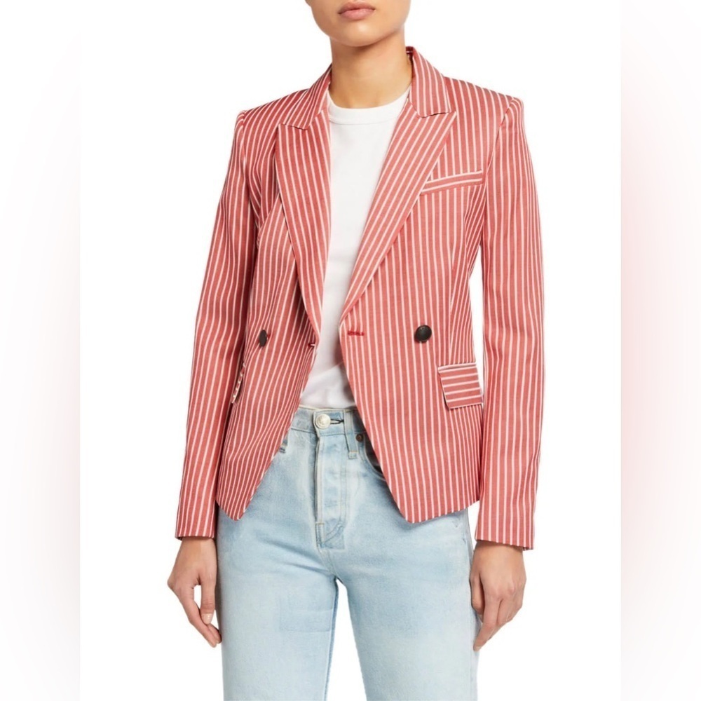 Rag & Bone Fletcher Stripe Blazer Red 14